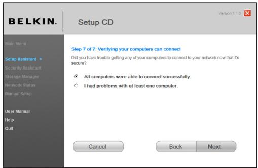 BELKIN MODEM ROUTEUR SANS FIL N #F5D8636ED4A - Verification de la connexion - 1