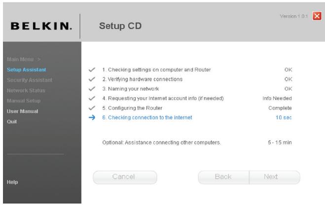 BELKIN MODEM-ROUTEUR SANS FIL G - Verification de la connexion à Internet. - 1