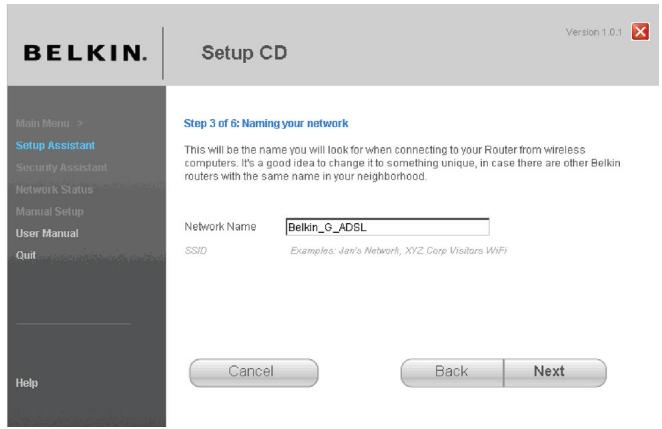 BELKIN MODEM-ROUTEUR SANS FIL G - Attribution d'un nom à votre réseau sans fil. - 1