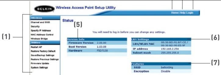 BELKIN POINT D’ACCÈS RÉSEAU SANS FIL 802.11G #F5D7130FR - Faites la reconnaissance avec l'interface-utilisateur basée sur navigateur web - 1