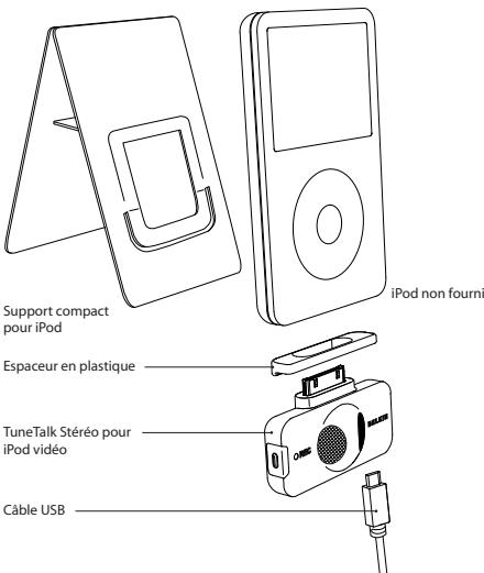 BELKIN TUNETALK STEREO POUR IPOD AVEC VIDÉO #F8Z082EABLK - Contenu de l'emballage : - 1