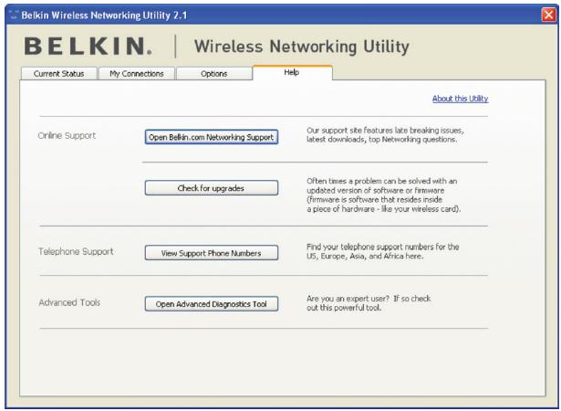 BELKIN ADAPTATEUR USB SANS FIL N - Options de l'Utilitaire reseau sans fil - 1