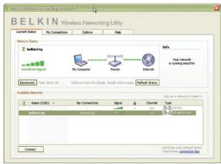 BELKIN CARTE RÉSEAU SANS FIL G MODE HAUT DÉBIT POUR ORDINATEUR DE BUREAU F5D7001FR - Étape 3 : utilisez l'utilitaire réseau sans fil Belkin - 2