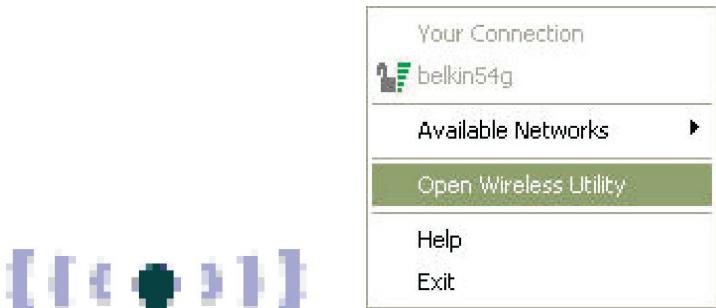 BELKIN CARTE RÉSEAU SANS FIL G MODE HAUT DÉBIT POUR ORDINATEUR DE BUREAU F5D7001FR - Accès à l'utilitaire réseau Belkin à partir de la barre des tâches Windows - 1