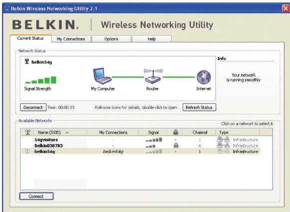 BELKIN CARTE RÉSEAU SANS FIL G MODE HAUT DÉBIT POUR ORDINATEUR DE BUREAU F5D7001FR - État du réseau et astuces - 1