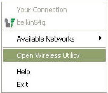 BELKIN CARTE RÉSEAU SANS FIL G MODE HAUT DÉBIT POUR ORDINATEUR PORTABLE F5D7011FR - Accès à l'utilitaire réseau Belkin à partir de la barre des tâches Windows - 2