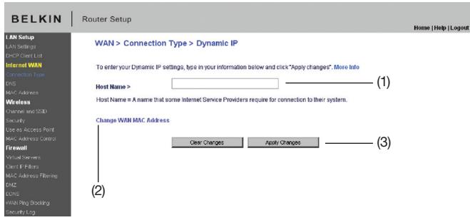 BELKIN F6D4230-4 - Réglage du type de connexion FAI comme « IP Dynamique » - 1