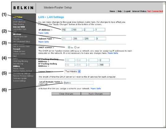 BELKIN MODEM-ROUTEUR SANS FIL N+ - Modification des paramètres de réseau local (LAN) - 1