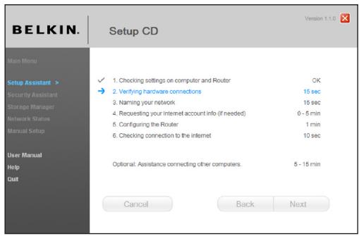 BELKIN MODEM-ROUTEUR SANS FIL N+ - Vérification des connexions physiques - 1