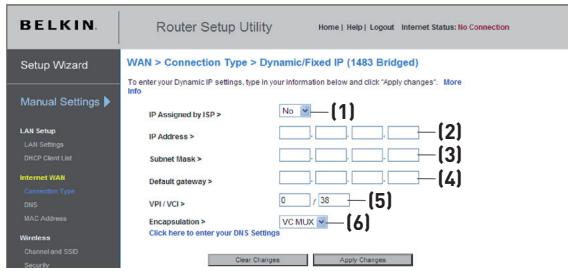 BELKIN MODEM-ROUTEUR SANS FIL N1 VISION #F5D8632FR4A - Pour une connexion IP dynamique : - 1
