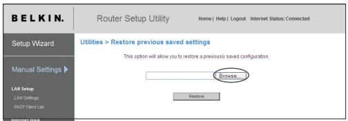 BELKIN MODEM-ROUTEUR SANS FIL N1 VISION #F5D8632FR4A - Rétablissement d'une configuration précédente - 1