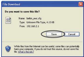 BELKIN MODEM-ROUTEUR SANS FIL N1 VISION #F5D8632FR4A - Enregistrement de la configuration actuelle - 2