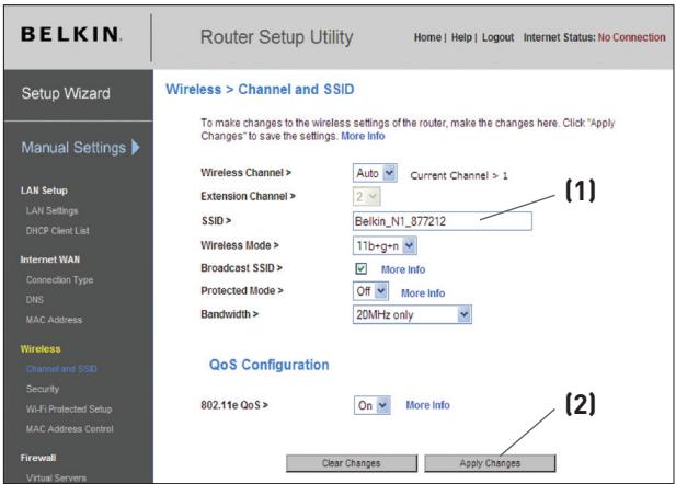 BELKIN MODEM-ROUTEUR SANS FIL N1 VISION #F5D8632FR4A - Modification du nom du réseau sans fil (SSID) - 1