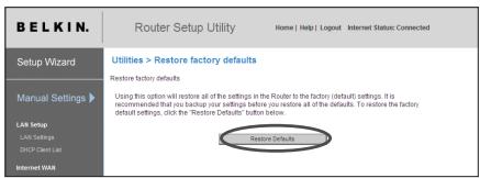 BELKIN MODEM-ROUTEUR SANS FIL N1 VISION #F5D8632FR4A - Rétablissement des paramètres par défaut du constructeur - 1
