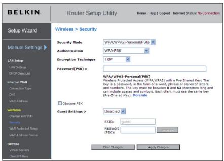 BELKIN MODEM-ROUTEUR SANS FIL N1 VISION #F5D8632FR4A - Configuration du WPA-PSK - 1