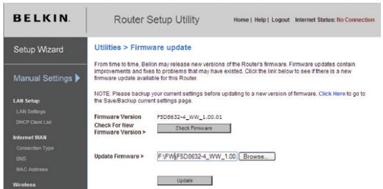BELKIN MODEM-ROUTEUR SANS FIL N1 VISION #F5D8632FR4A - Recherche d'une nouvelle version du micrologiciel - 2