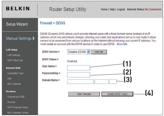 BELKIN MODEM-ROUTEUR SANS FIL N1 VISION #F5D8632FR4A - Configuration du client DNS Dynamique du routeur - 1