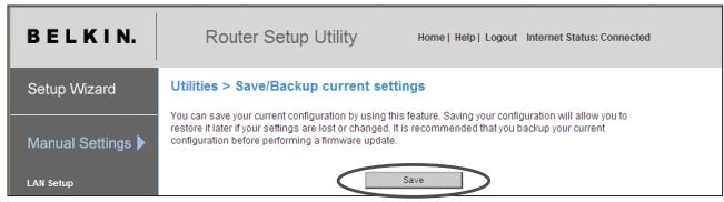 BELKIN MODEM-ROUTEUR SANS FIL N1 VISION #F5D8632FR4A - Enregistrement de la configuration actuelle - 1