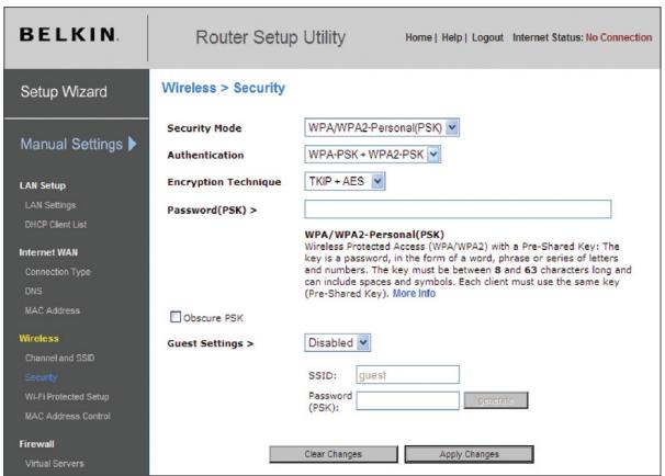 BELKIN MODEM-ROUTEUR SANS FIL N1 VISION #F5D8632FR4A - Configuration requise pour le WPA2 - 1