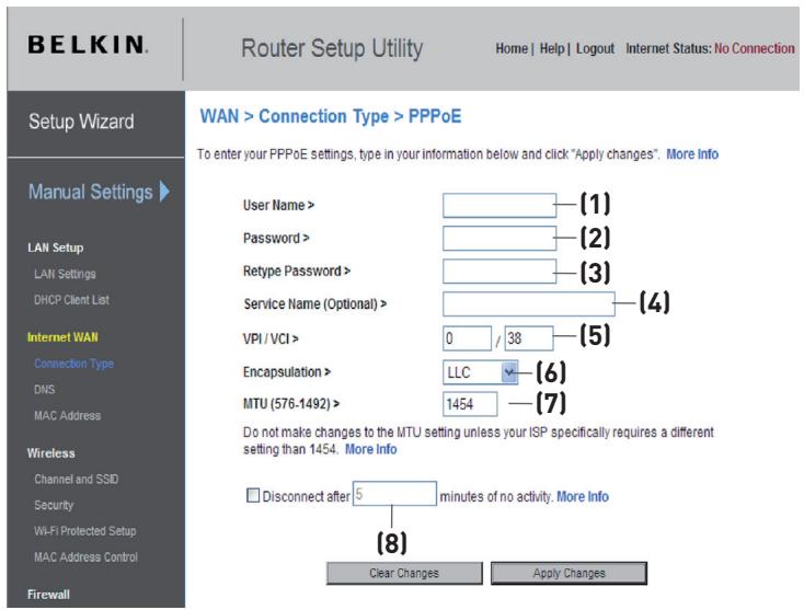 BELKIN MODEM-ROUTEUR SANS FIL N1 VISION #F5D8632FR4A - Configuration de votre connexion de type PPPoE ou PPPoA - 1