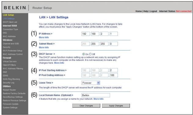 BELKIN MODEM-ROUTEUR SANS FIL OPTIMISÉ #F6D4630ED4A - Modification des paramètres de réseau local (LAN) - 1