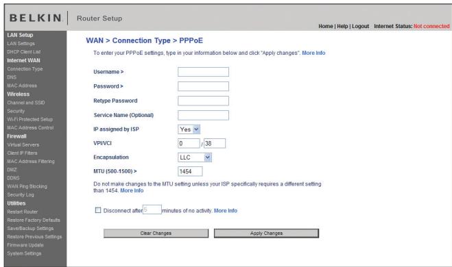 BELKIN MODEM-ROUTEUR SANS FIL OPTIMISÉ #F6D4630ED4A - Configuration de votre connexion de type PPPoE ou PPPoA - 1