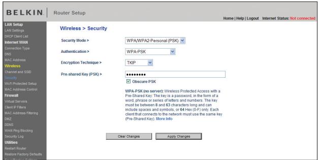 BELKIN MODEM-ROUTEUR SANS FIL OPTIMISÉ #F6D4630ED4A - Configuration du WPA-PSK - 1