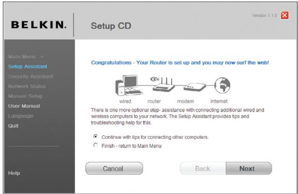 BELKIN MODEM-ROUTEUR SANS FIL OPTIMISÉ #F6D4630ED4A - Vérification de la connexion à Internet. - 2