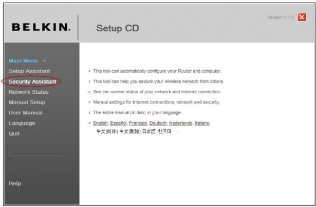 BELKIN MODEM-ROUTEUR SANS FIL OPTIMISÉ #F6D4630ED4A - Étape 3 : Configuration de la sécurité sans fil – Exécutez l'assistant de sécurité - 1