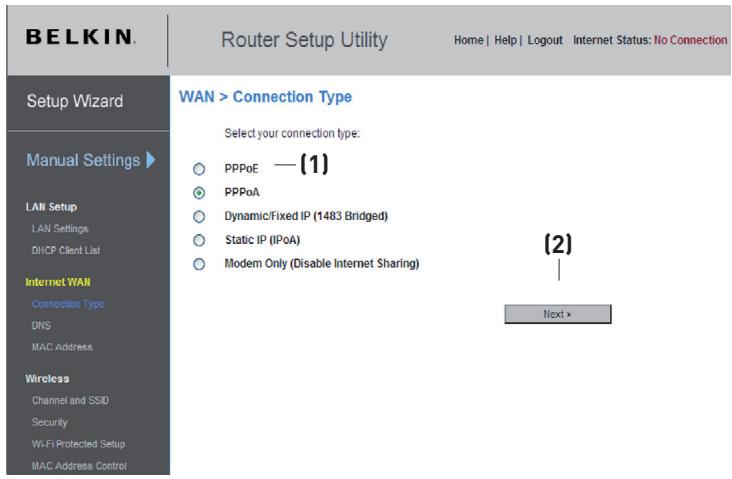 BELKIN N1 VISION WIRELESS MODEM ROUTER - Type de connexion - 1