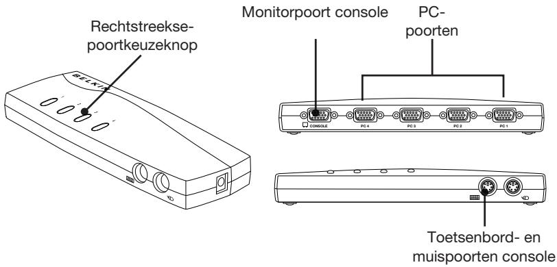 BELKIN OMNIVIEW E SERIES KVM SWITCH - Voor/achteraanzicht van de 4-poorts KVM-switch uit de E-Serie: - 1