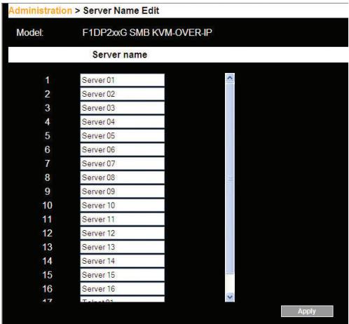 BELKIN OMNIVIEW IP 5216K #F1DP216GEA - Administration > Modification du nom du serveur - 1