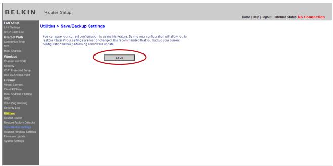 BELKIN ROUTEUR SANS FIL G #F5D7234ED4 - Enregistrement de la configuration actuelle - 1