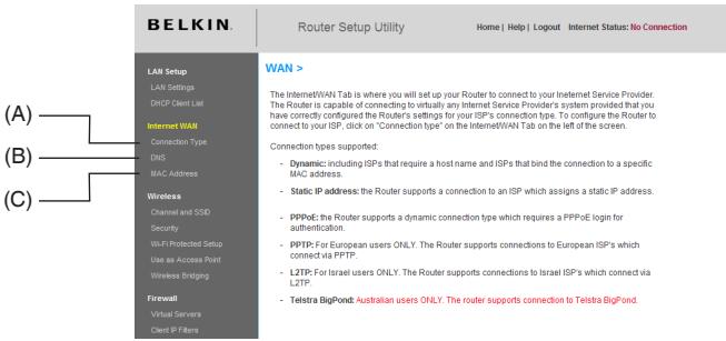 BELKIN ROUTEUR SANS FIL G #F5D7234ED4 - Étape 4 Configurez votre routeur pour la connexion à votre fournisseur d'accès à Internet (FAI) - 1