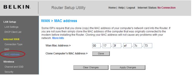 BELKIN ROUTEUR SANS FIL G #F5D7234ED4 - Saisie d'une adresse MAC spécifique - 1