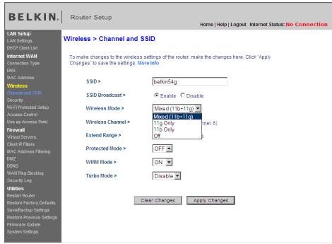 BELKIN ROUTEUR SANS FIL G #F5D7234ED4 - Utilisation de la fonction de commutation entre les modes sans fil - 1