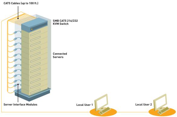 BELKIN SWITCH CAT5 216 OMNIVIEW® SMB #F1DP216AEA - Connexion du système - 1