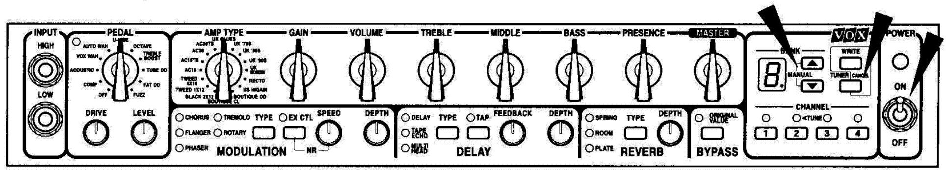 VOX VALVETRONIX - RAPPEL DES PROGRAMMES D'USINE - 1