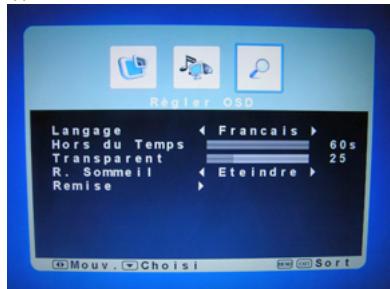 POLAROID TLU 22 - Personnalisation des paramètres de CONFIGURATION DE L'OSD. - 2