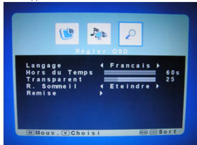 POLAROID TLU 22 - Personnalisation des paramètres de CONFIGURATION DE L'OSD. - 4