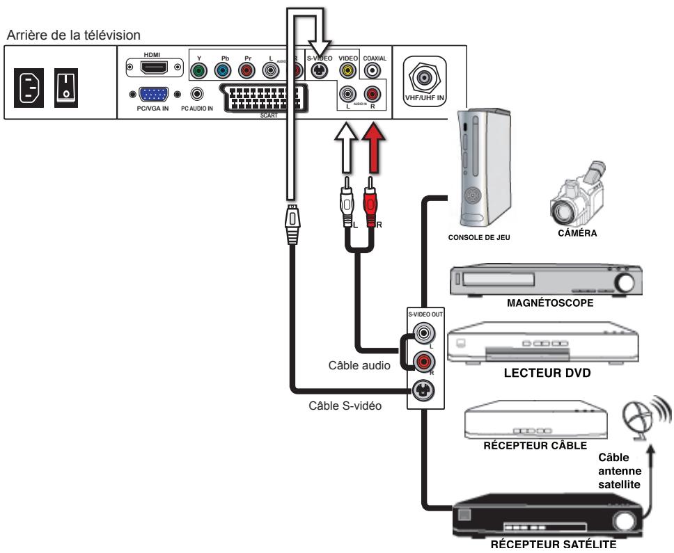 POLAROID TLU 22 - Branchement d'un dispositif A/V avec un connecteur S-Video - 1