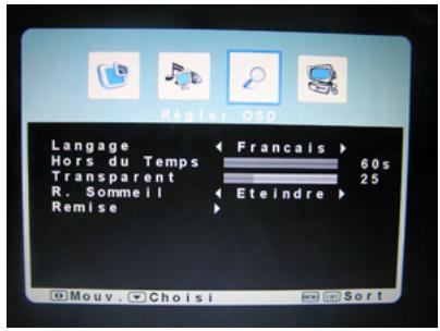 POLAROID TLU-02241C - MENU de configuration de l'osd : - 3