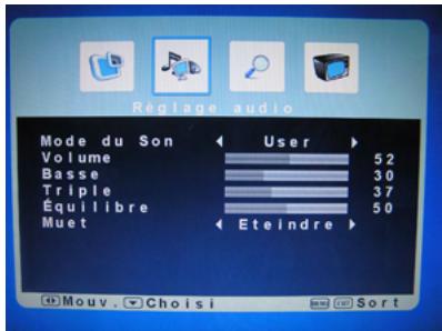 POLAROID TLU-02241C - Personnalisation des paramètres AUDIO - 5