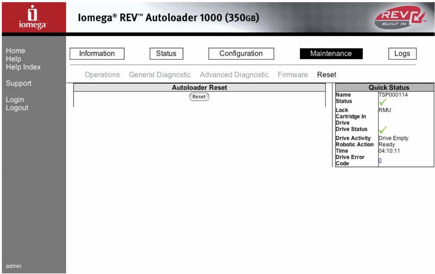 IOMEGA REV AUTOLOADER 1000 - Réinitialisation (reset) - 1