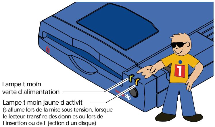 IOMEGA ZIP 100 SCSI - Vérifiez que la lampe témoin verte d'alimentation est allumée. (Elle indique que le câble d'alimentation est branché correctement.) - 1
