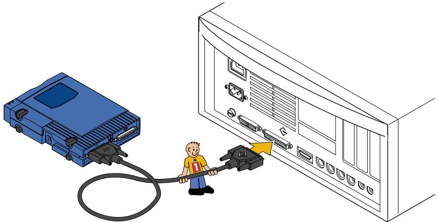 IOMEGA ZIP 100 SCSI - Connectez l'autre extrémité du câble au connecteur SCSI de votre ordinateur MAC. - 1