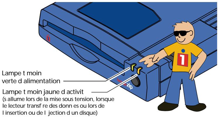 IOMEGA ZIP 100 SCSI - Vérifiez que la lampe témoin verte d'alimentation est allumée. (Elle indique que le câble d'alimentation est branché correctement.) - 1