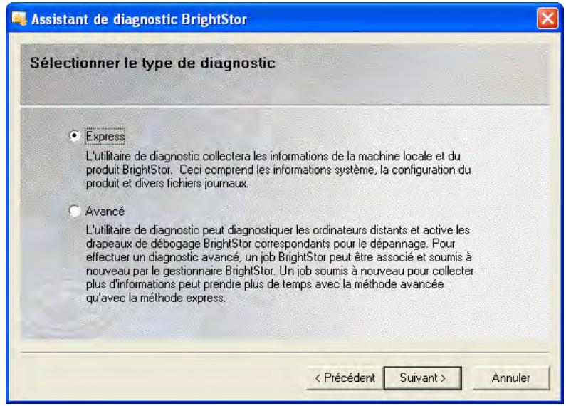 IOMEGA BRIGHTSTOR ARCSERVE BACKUP - Création d'un rapport en mode express à l'aide de l'utilitaire de diagnostic - 2
