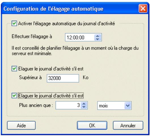 IOMEGA BRIGHTSTOR ARCSERVE BACKUP - Planification de l'élagage du journal d'activité - 1