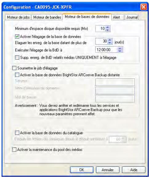 IOMEGA BRIGHTSTOR ARCSERVE BACKUP - Activation de la base de données du catalogue - 1